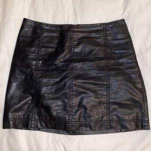 Free People Black Leather Skirt